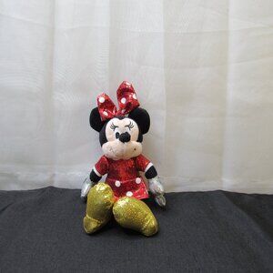 Ty Disney Minnie Mouse Plush Toy  8" Red Sparkle Dress Collectible 2023